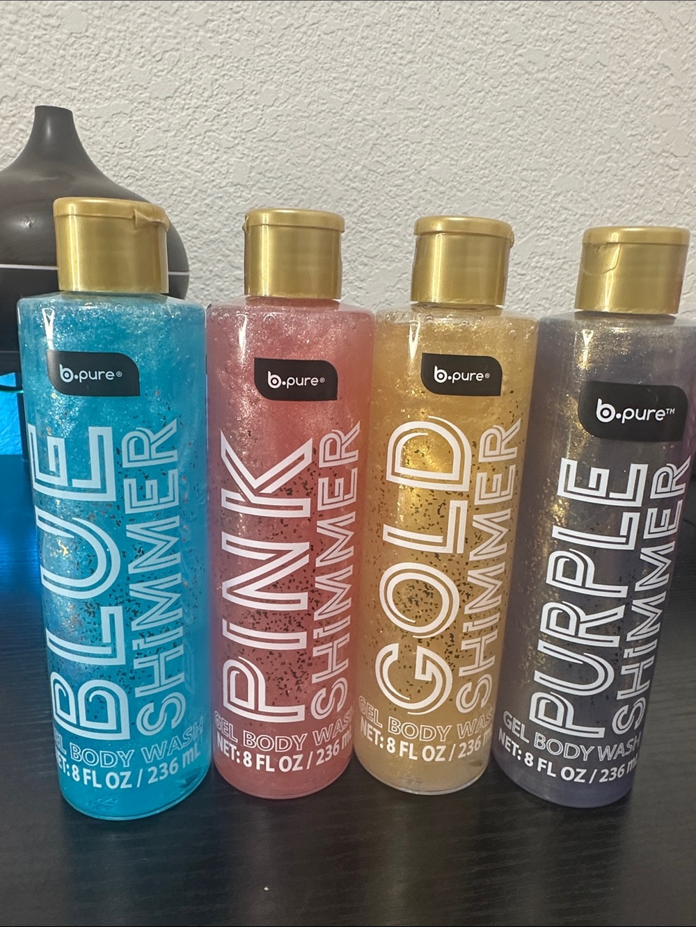 Blue, Pink, Purple. Gold Shimmer Gel Body Wash - Gold Pink Purple Blue